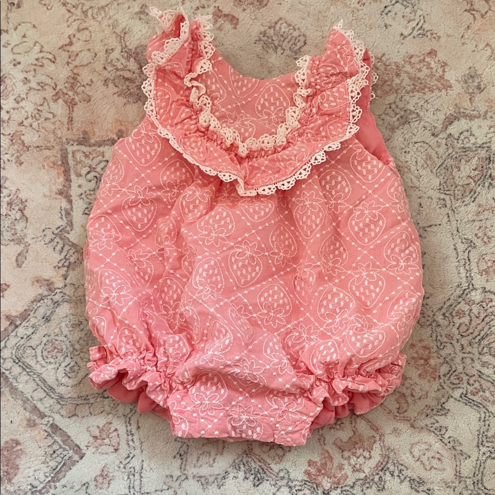 Rachel Zoe Pink Lace-Trimmed Baby Romper